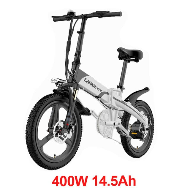 20 Inches Folding Bicycle, Integrated Magnesium Alloy Rim, Folding Electric Mountain Bike, 5 Grade Assist, Suspension Fork
