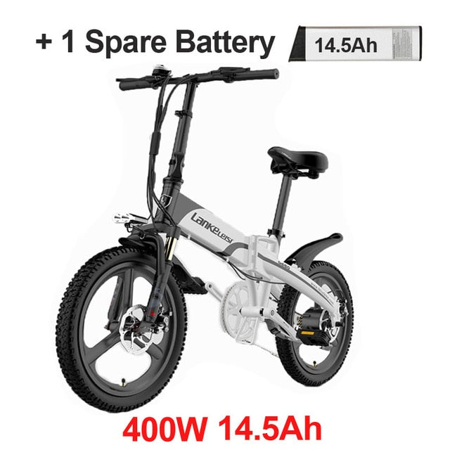 20 Inches Folding Bicycle, Integrated Magnesium Alloy Rim, Folding Electric Mountain Bike, 5 Grade Assist, Suspension Fork