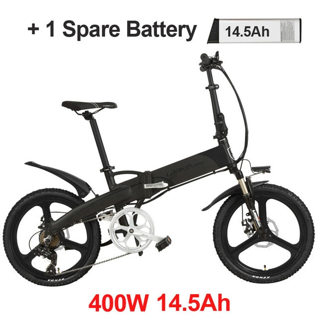 20 Inches Folding Bicycle, Integrated Magnesium Alloy Rim, Folding Electric Mountain Bike, 5 Grade Assist, Suspension Fork