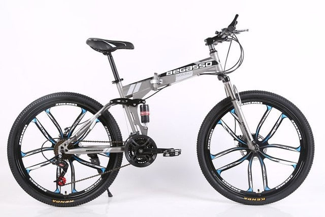 21/24/27/30 Speeds Folding Mountain Bike 24/26 Inch Fat Bike Disc Brake Shock Absorption Fat Tire Snow Bicycle Road Racing Bike