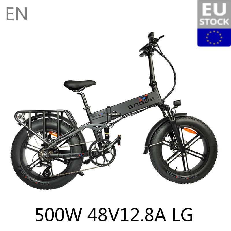(Eu Stock) Electric Bike 48V12.8A Lg 20*4.0 Fat Tire Electric Bicycle 500W Mountain Ebike Snow/8Speeds Full Throttle