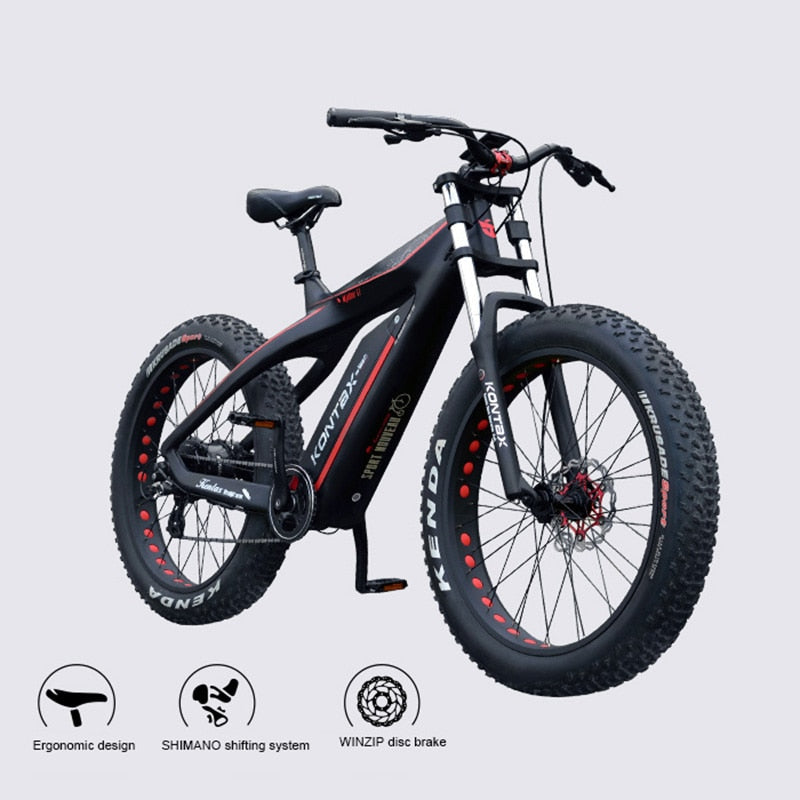 Custom Carbon Fiber Electric Snow Bicycle 26Inch Fat Ebike 48V750W Bafang Motor Super Lightweight Male Female Assisted Bicycle
